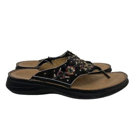 Rieker Boho Floral Sequin Beaded Sandals Sz 9.5 Hippie Gypsy - Picture 1 of 9